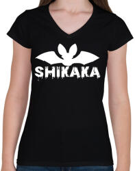 printfashion Shikaka - Női V-nyakú póló - Fekete (7697926)
