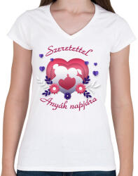 printfashion Anyák napja - Női V-nyakú póló - Fehér (4829494)
