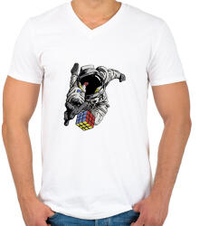 printfashion Rubik Cube - Férfi V-nyakú póló - Fehér (1649675)