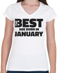 printfashion The Best are born in january - Női V-nyakú póló - Fehér (5423420)