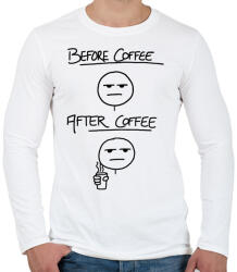 printfashion Before coffee after coffee - Férfi hosszú ujjú póló - Fehér (5054213)