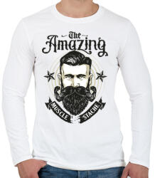 printfashion Bicepszbajusz - Férfi hosszú ujjú póló - Fehér (90350)