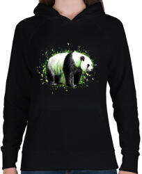 printfashion Festett panda - Női kapucnis pulóver - Fekete (4957748)