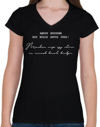 printfashion Egy bölcs orvos írta - Női V-nyakú póló - Fekete (7215087)