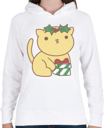printfashion Karácsonyi cica - Női kapucnis pulóver - Fehér (5628244)