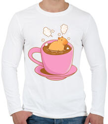 printfashion Capybara kávéban - Férfi hosszú ujjú póló - Fehér (13955755)