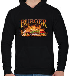 printfashion Burger - Férfi kapucnis pulóver - Fekete (16178968)