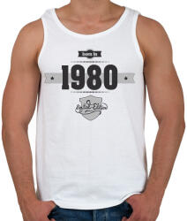 printfashion born-in-1980-(dark&lightgrey) - Férfi atléta - Fehér (472939)