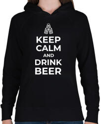 printfashion DRINK BEER - Női kapucnis pulóver - Fekete (10351332)