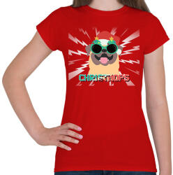 printfashion KARÁCSONYI MOPSZ - Női póló - Piros (10756740)