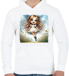 printfashion Kislány a tavaszi réten - Férfi kapucnis pulóver - Fehér (15866058)