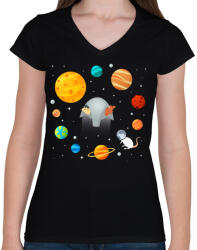 printfashion Sputnik - Női V-nyakú póló - Fekete (13351056)