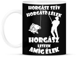 printfashion Horgász szív horgász lélek horgász leszek amíg élek póló - Bögre - Fekete (9386633)