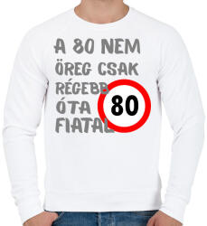 printfashion 80 éves szürke - Férfi pulóver - Fehér (16133649)