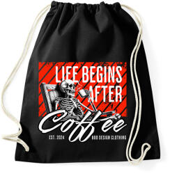 printfashion Life Begins After Coffee - Sportzsák, Tornazsák - Fekete (16854440)
