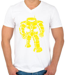 printfashion MAN BOT VINTAGE - Férfi V-nyakú póló - Fehér (350996)
