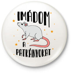 printfashion Imádom a patkányokat - Kitűző, hűtőmágnes - Fehér (12750048)