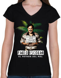 printfashion pablo escobar - Női V-nyakú póló - Fekete (2550329)