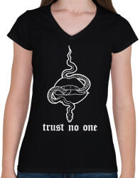 printfashion Trust no one - Női V-nyakú póló - Fekete (16759665)