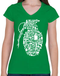 printfashion Gránát - fehér - Női V-nyakú póló - Zöld (136985)