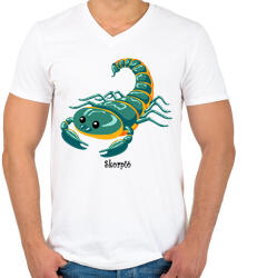 printfashion Skorpió - Férfi V-nyakú póló - Fehér (2806769)