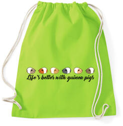 printfashion Az élet jobb tengerimalacokkal - Sportzsák, Tornazsák - Limezöld (13341835)