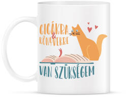 printfashion Cicákra & Könyvekre van szükségem - Bögre - Fehér (7259497)