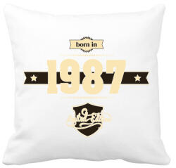printfashion born-in-1987-cream-choco - Párnahuzat, Díszpárnahuzat - Fehér (630864)