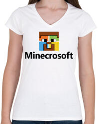printfashion Minecrosoft - Női V-nyakú póló - Fehér (831489)