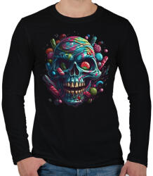 printfashion Cukorka koponya - Férfi hosszú ujjú póló - Fekete (13402021)