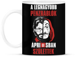 printfashion A legnagyobb pénzrablók áprilisban születtek - Bögre - Fekete (4680724)