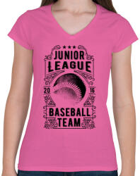 printfashion Baseball csapat - Női V-nyakú póló - Rózsaszín (143187)