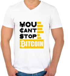 printfashion You-cant-stop-bitcoin - Férfi V-nyakú póló - Fehér (6039147)