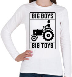 printfashion Big boys big toys - traktoros - Női hosszú ujjú póló - Fehér (1196595)