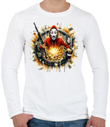 printfashion A nagy pénzrablás - La Casa De Papel - Férfi hosszú ujjú póló - Fehér (15385676)