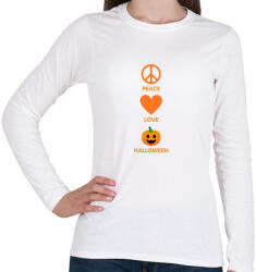 printfashion Peace Love Halloween - Női hosszú ujjú póló - Fehér (14081532)