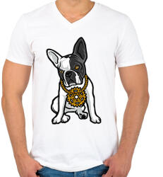 printfashion Francia bulldog - Férfi V-nyakú póló - Fehér (1921566)