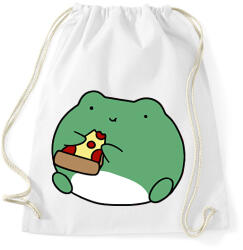 printfashion Pizzát evő béka - Sportzsák, Tornazsák - Fehér (16016797)