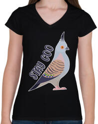 printfashion Stay coo - Női V-nyakú póló - Fekete (11674649)