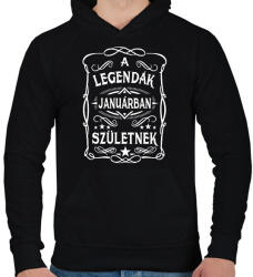 printfashion A legendák januárban születtek - Férfi kapucnis pulóver - Fekete (7410190)