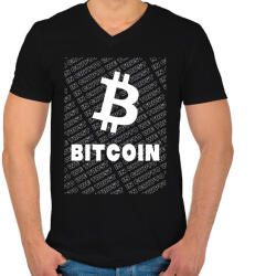 printfashion Bitcoin Trader - Férfi V-nyakú póló - Fekete (5074795)