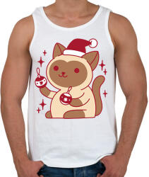 printfashion Karácsonyi cica - Férfi atléta - Fehér (11284443)