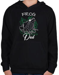 printfashion Frog Dad - Gyerek kapucnis pulóver - Fekete (10769064)