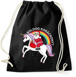 printfashion Boldog karácsonyt unikornison - Sportzsák, Tornazsák - Fekete (7442789)