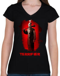 printfashion Terrifier gyilkol - Női V-nyakú póló - Fekete (14812878)