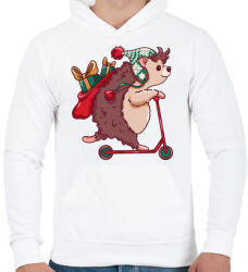 printfashion Karácsonyi süni - Férfi kapucnis pulóver - Fehér (5566733)