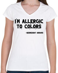 printfashion Allergia a színekre - Női V-nyakú póló - Fehér (11546446)