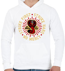 printfashion Strike first, Strike hard, No mercy - Cobra Kai - Férfi kapucnis pulóver - Fehér (4579770)