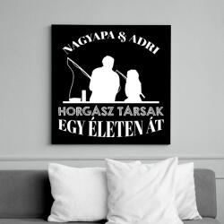 printfashion Horgász társak - Nagyapa és unoka névvel - Vászonkép - Fekete (13786772)