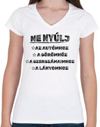 printfashion Ne nyúlj - Női V-nyakú póló - Fehér (13776122)